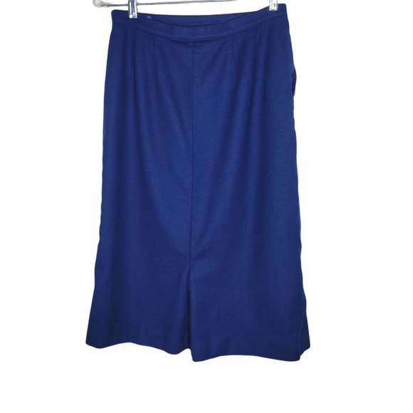 Vintage Pendleton Blue Wool Skirt Pockets Left Side Button Closure - Picture 4 of 6